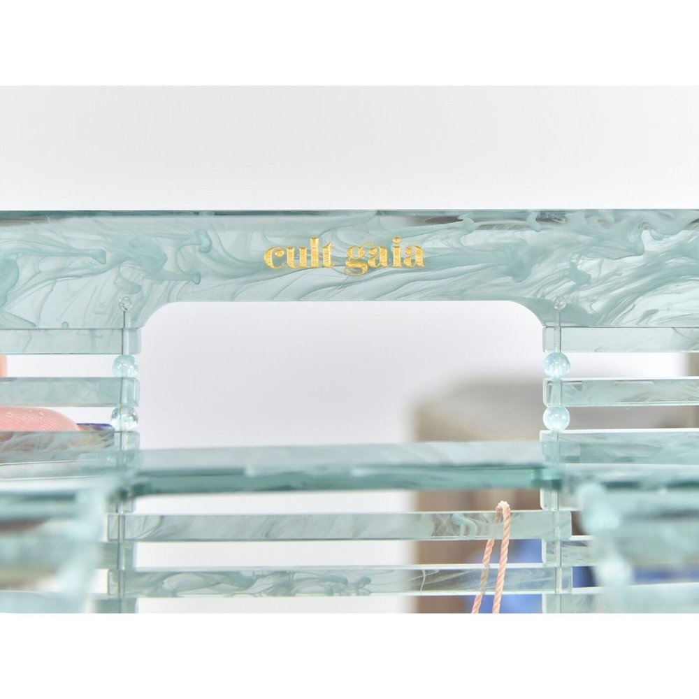 Cult Gaia Seaspray Blue Marble Acrylic Mini Ark Top Handle Bag NWT - Picture 8 of 11